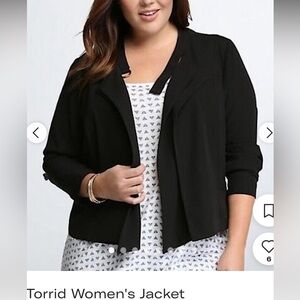 Torrid Black Drape Front Black Blazer Jacket Size 3X 22-24